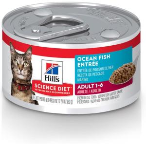 Hill’s Science Diet Adult 1-6, Adult 1-6 Premium Nutrition, Wet Cat Food, Variety Pack: Tuna; Chicken; Ocean Fish Stew, 5.5 oz Can Variety Pack, Case of 12(Ocean Fish Minced)