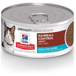 Hill’s Science Diet Adult Hairball Control Wet Cat Food, Ocean Fish Entrée, 5.5 oz. Cans, 24-Pack(Ocean Whitefish)